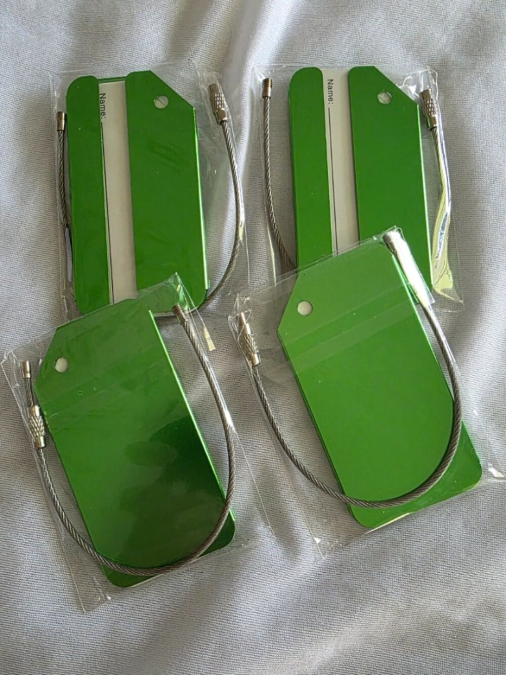 Metal Luggage Tags Aluminum Green Suitcase Travel ID Baggage Identifier Set of 4